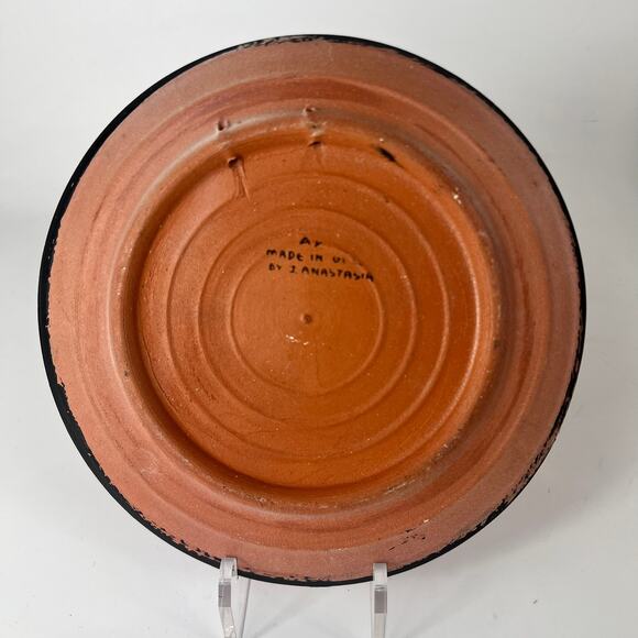 2 Grecian Hand Painted Clay Plate ADIS Signed Anastasiadis Greece Trojan Troy - Picture 3 of 13